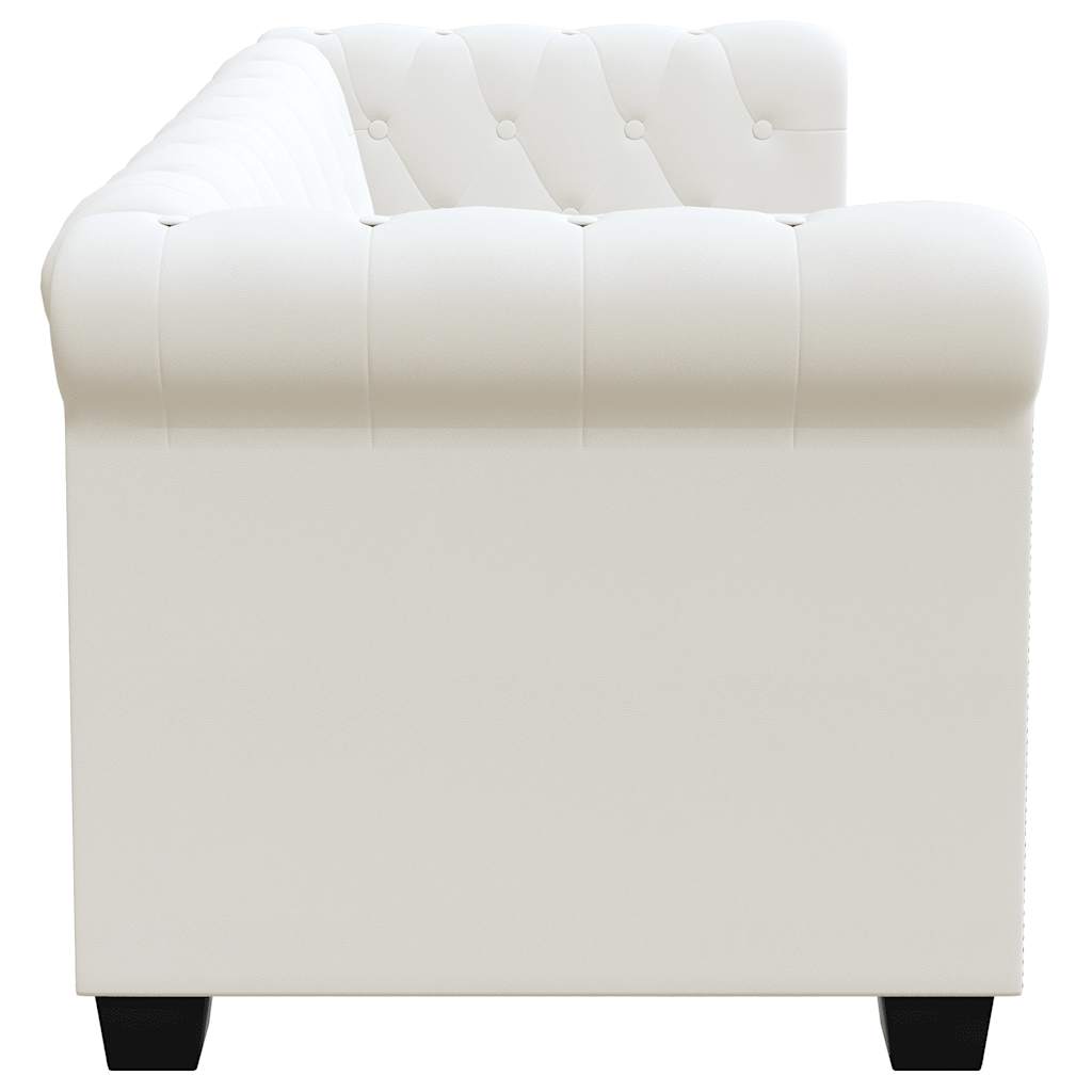 Sofás Chesterfield de 2 y 3 plazas cuero sintético blanco