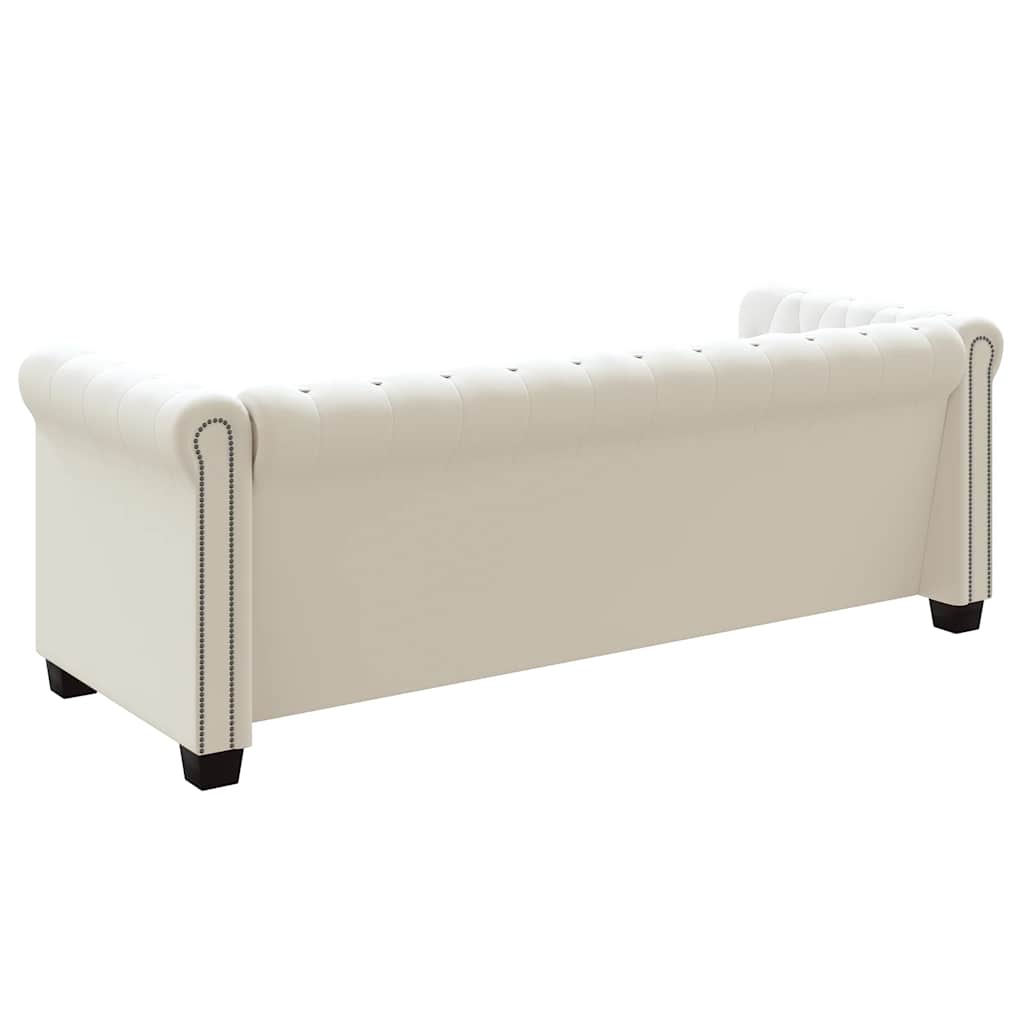 Sofás Chesterfield de 2 y 3 plazas cuero sintético blanco