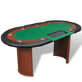 Mesa de póker 10 jugadores bandeja de fichas y zona de crupier