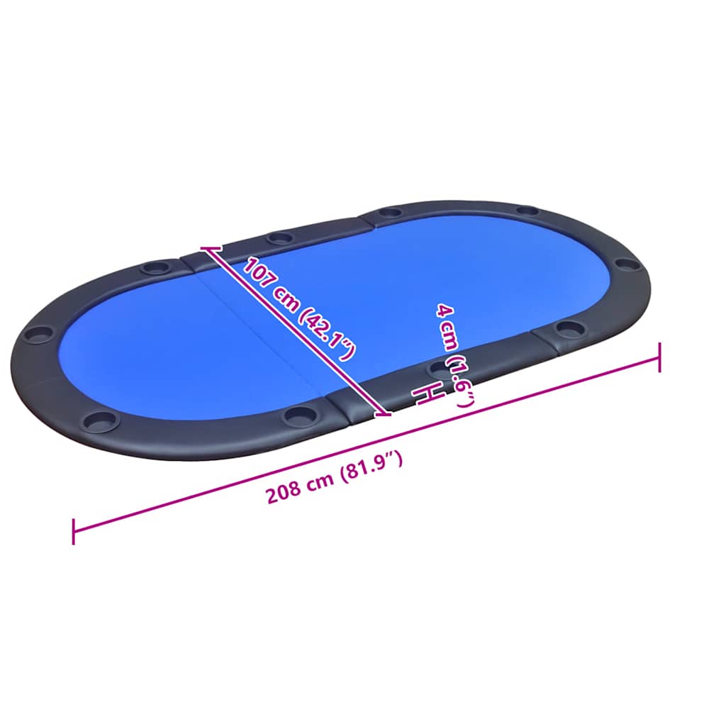 Tablero de póker plegable para 10 jugadores azul