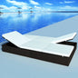 Double sun lounger with brown synthetic rattan cushion