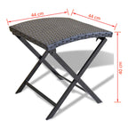 Taburete plegable ratán sintético negro