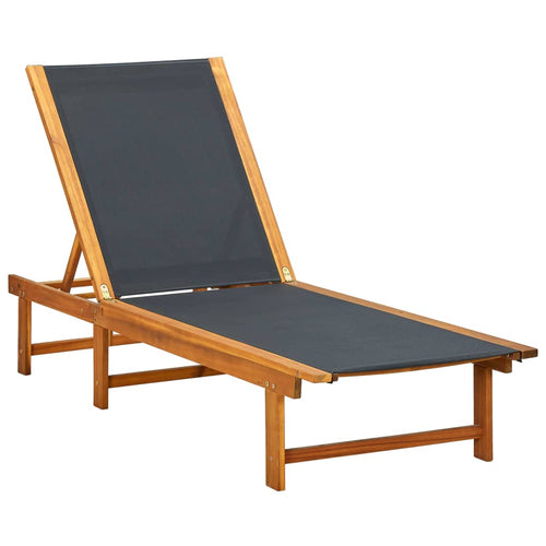 Lounger with solid acacia wood and textilene side table