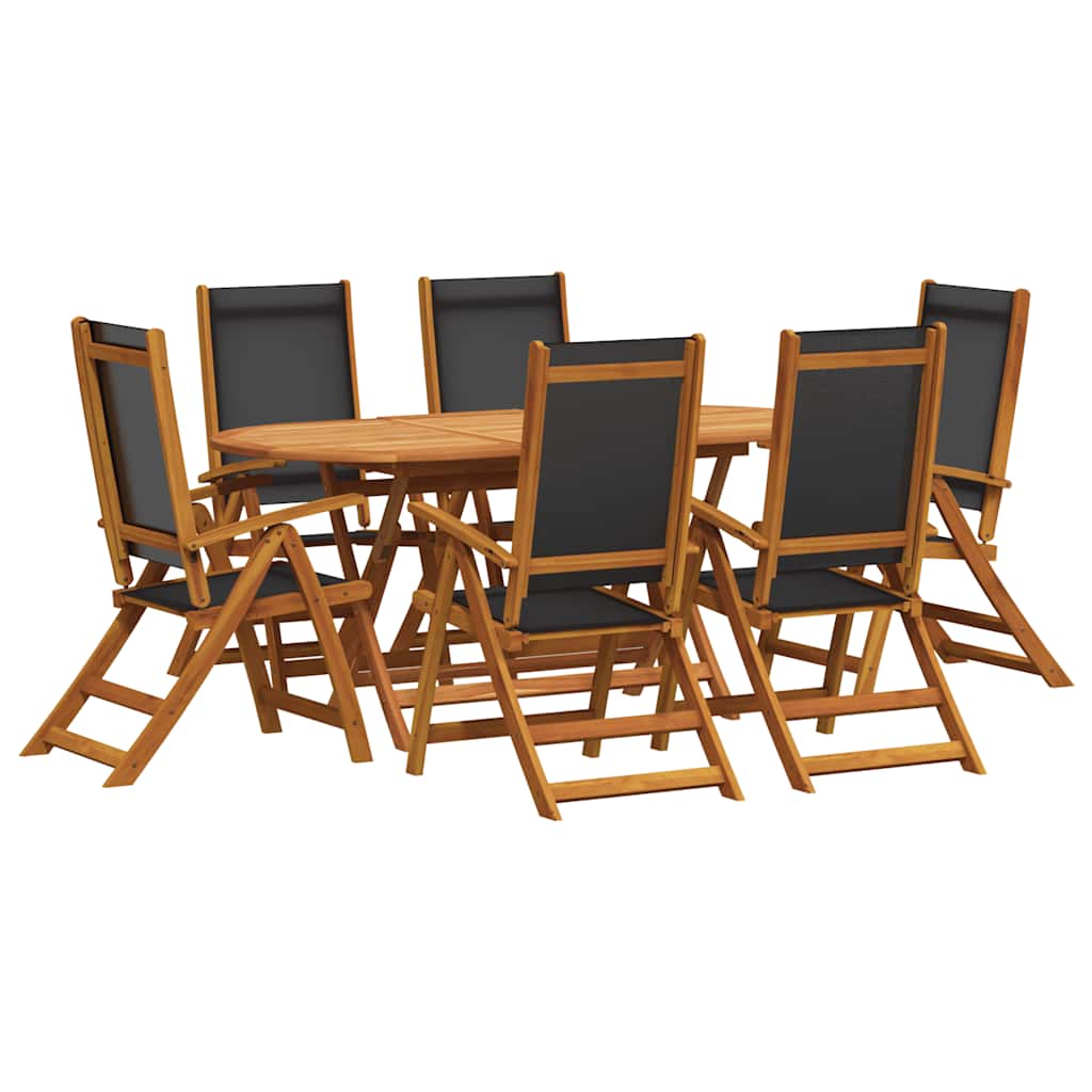 Set de comedor de jardín 7 piezas madera maciza de acacia