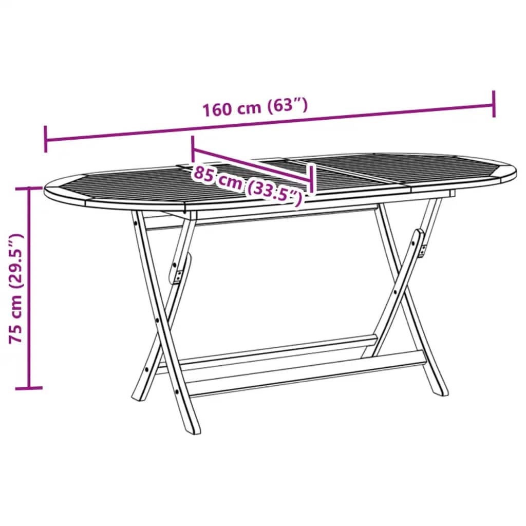Set de comedor de jardín 7 piezas madera maciza de acacia