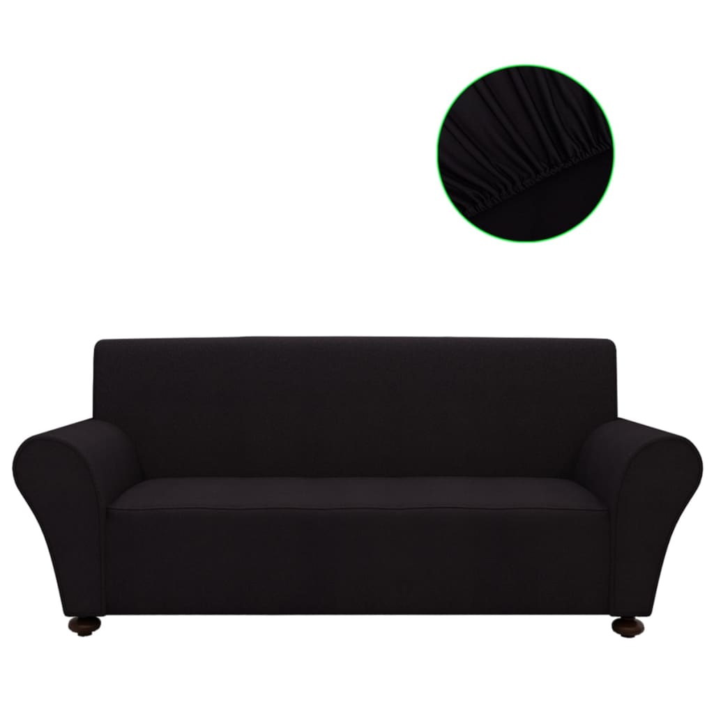 Funda para sofá elástica de tela jersey de poliéster negra