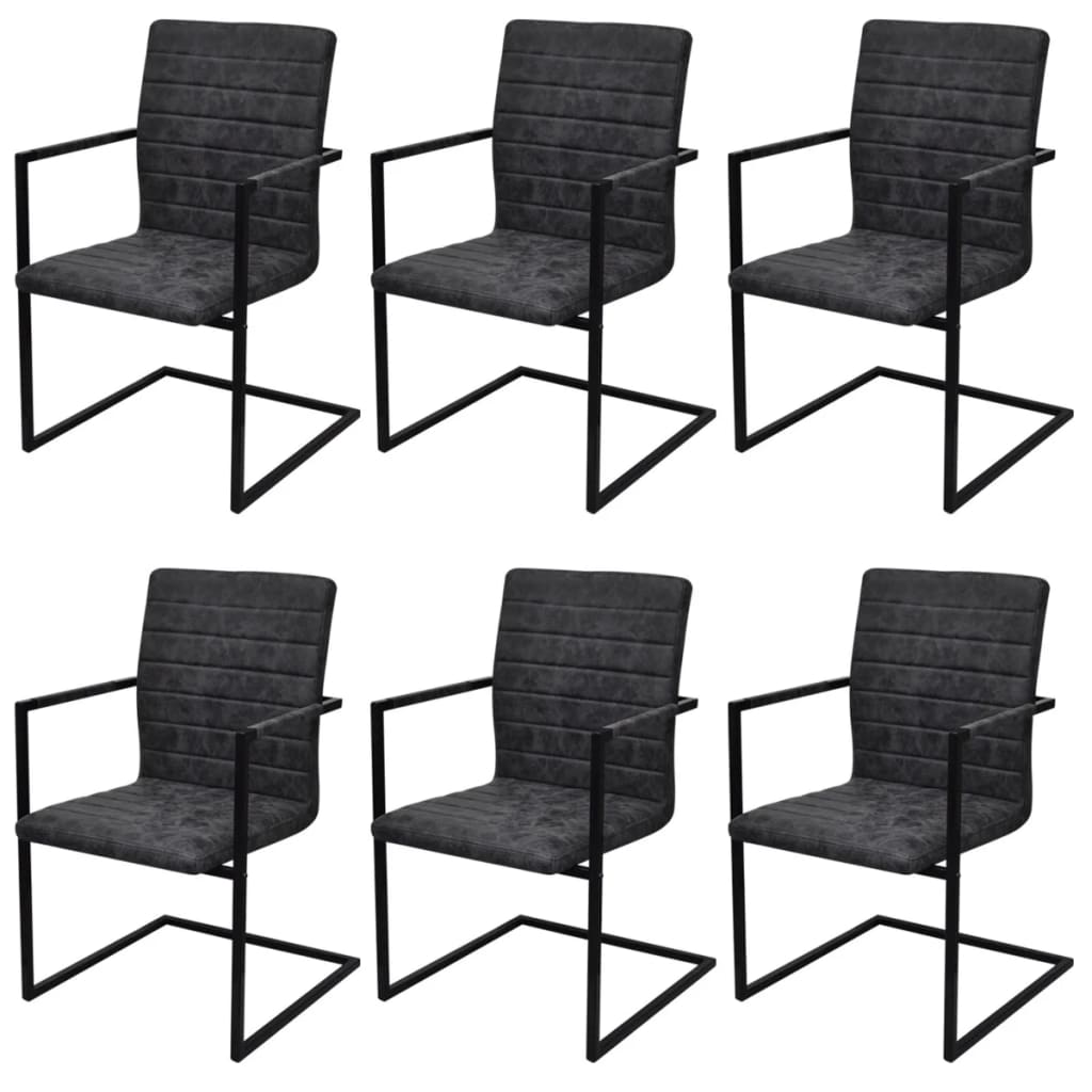 Cantilever dining chairs 2 pcs dark brown artificial leather