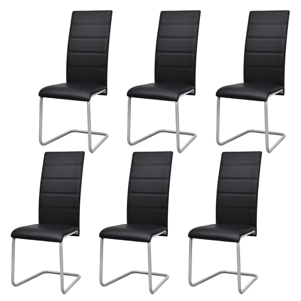 2 Cantilever Dining Chairs Faux Leather White
