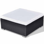 Set muebles de jardín 6 piezas y cojines ratán sintético negro