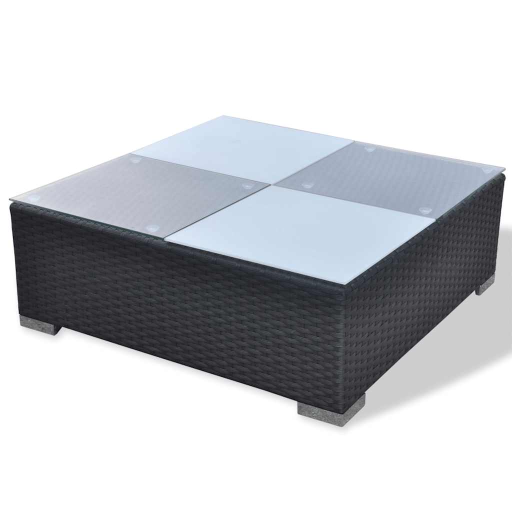 Set muebles de jardín 6 piezas y cojines ratán sintético negro