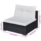 Set muebles de jardín 6 piezas y cojines ratán sintético negro