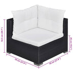 Set muebles de jardín 6 piezas y cojines ratán sintético negro