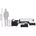 Set muebles de jardín 6 piezas y cojines ratán sintético negro