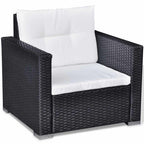 Set muebles de jardín 6 piezas y cojines ratán sintético negro