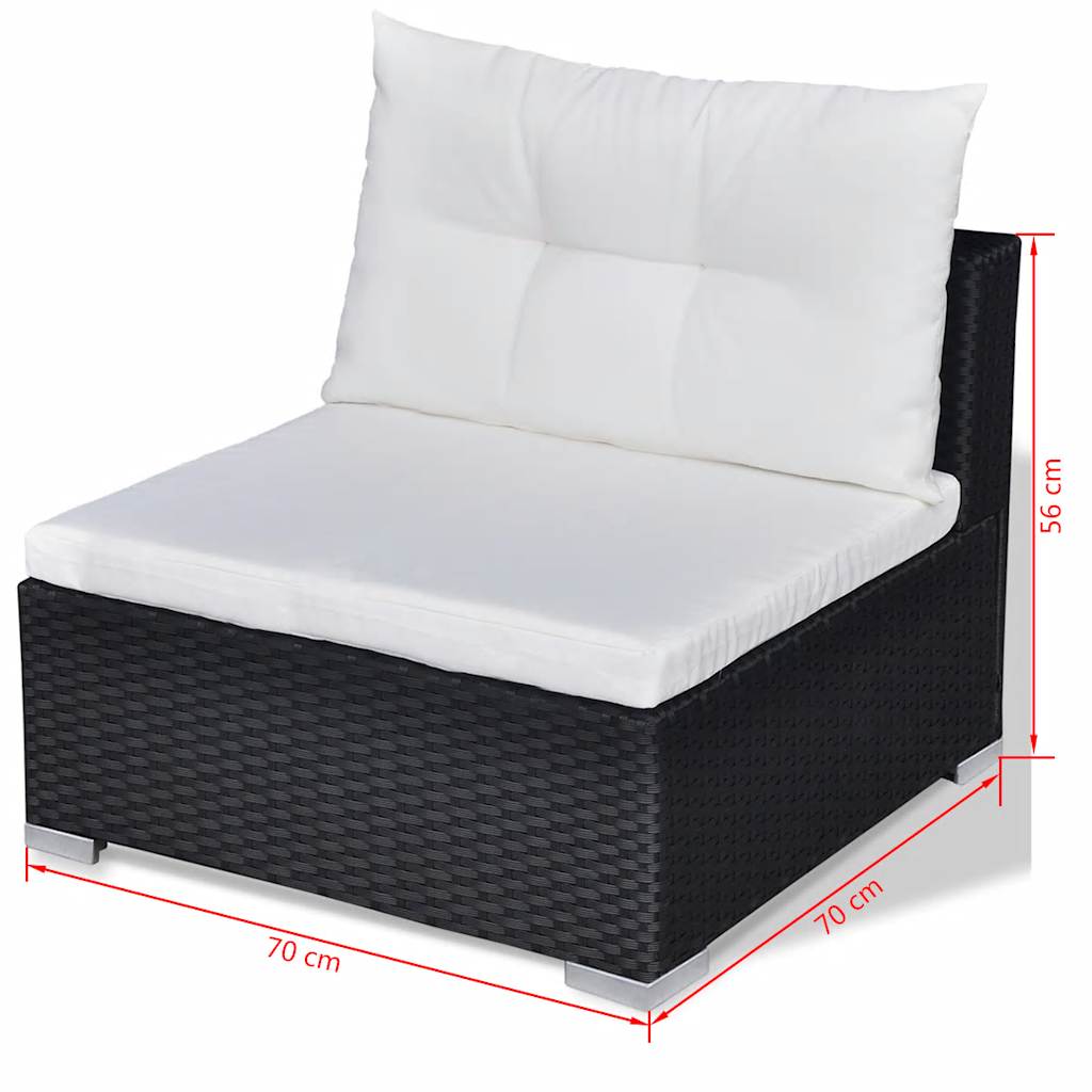 Set muebles de jardín 10 piezas y cojines ratán sintético negro