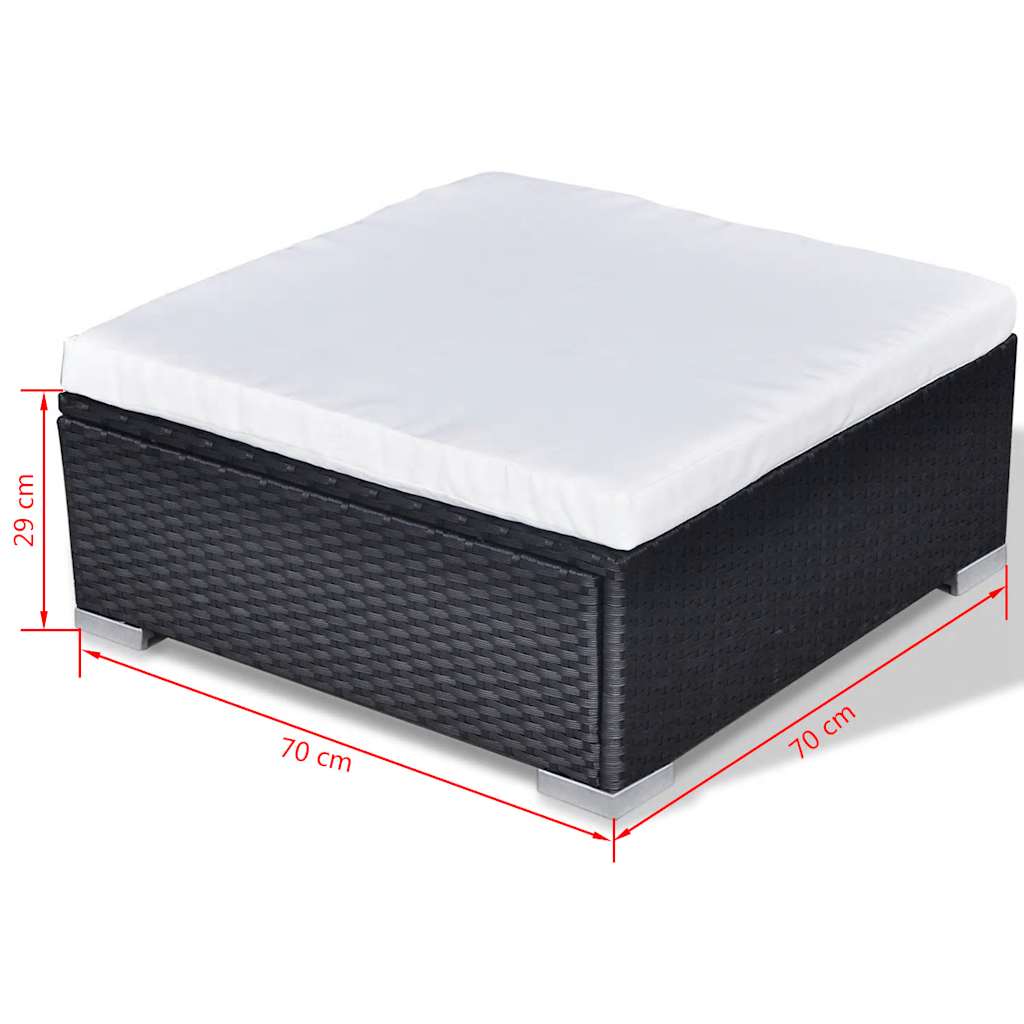 Set muebles de jardín 10 piezas y cojines ratán sintético negro