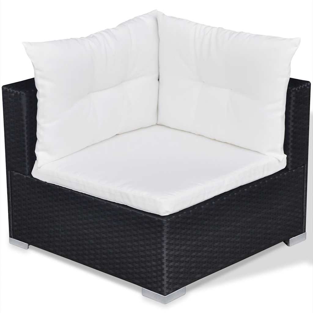 Set muebles de jardín 10 piezas y cojines ratán sintético negro
