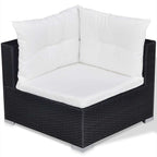 Set muebles de jardín 10 piezas y cojines ratán sintético negro