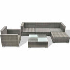 Juego de muebles de jardín 6 pzs y cojines ratán sintético gris