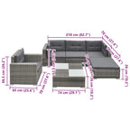 Juego de muebles de jardín 6 pzs y cojines ratán sintético gris