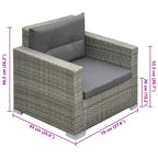 Juego de muebles de jardín 6 pzs y cojines ratán sintético gris