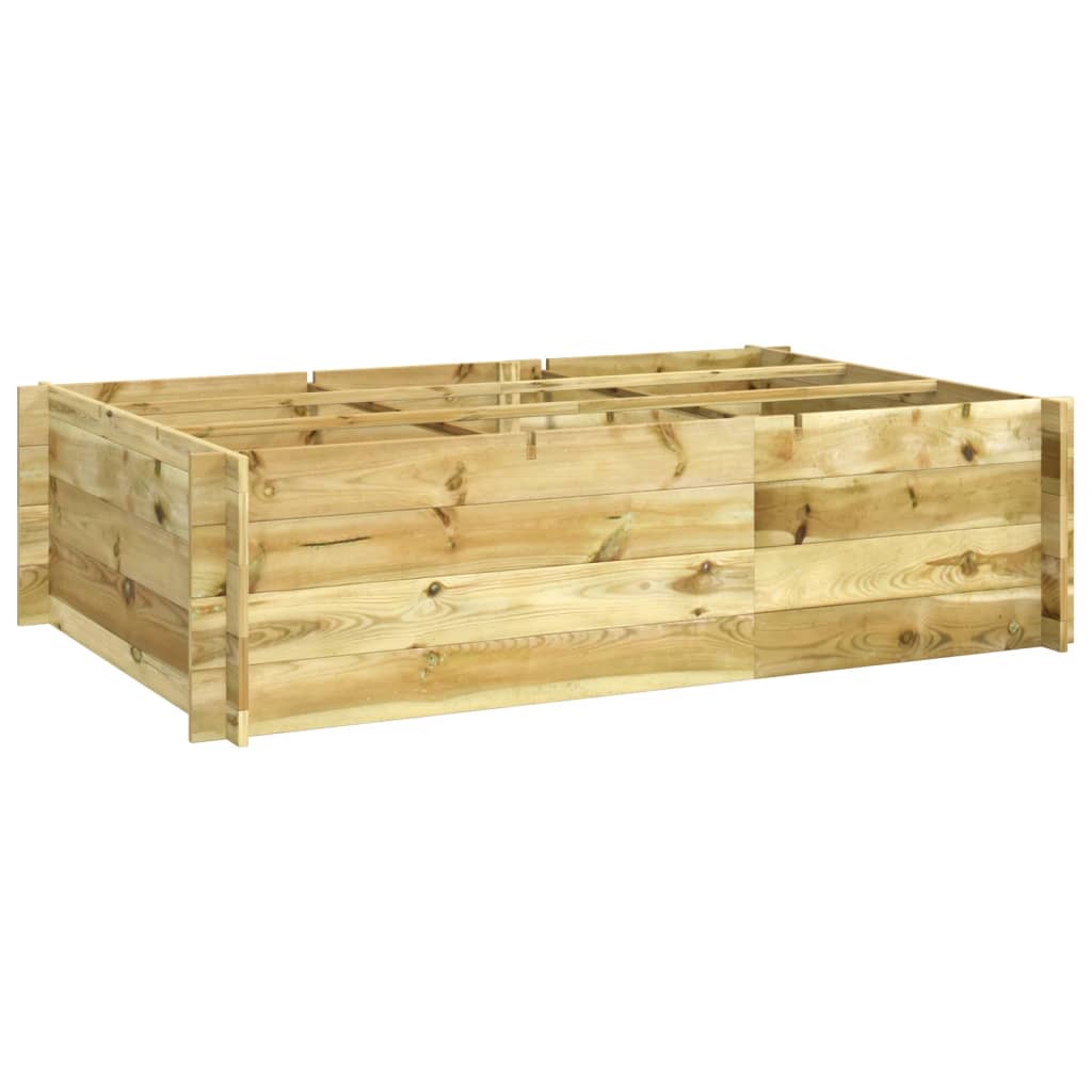 Arriate elevado jardín con valla madera maciza pino 100x30x30cm