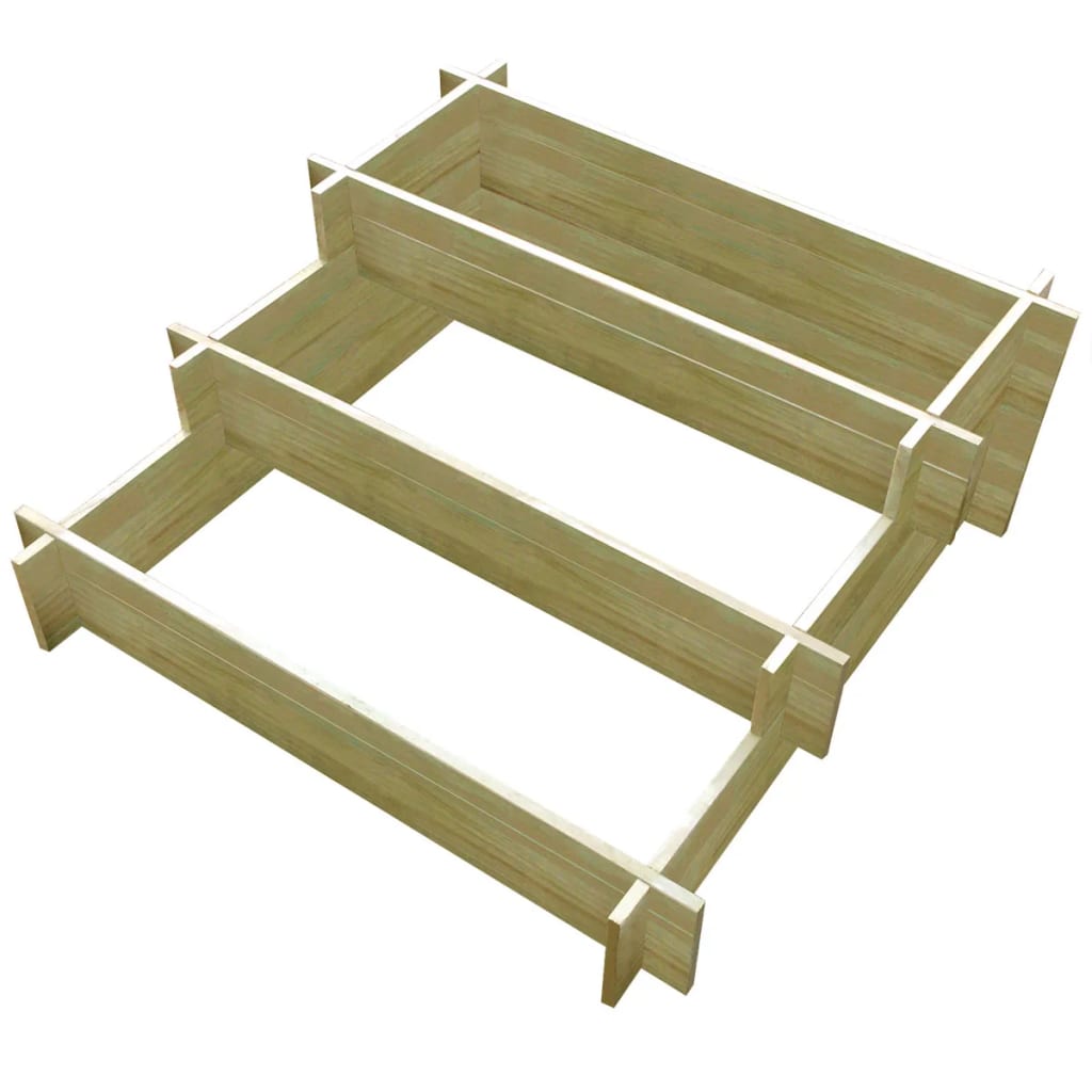 Jardinera con 3 niveles de madera impregnada 90x90x35 cm