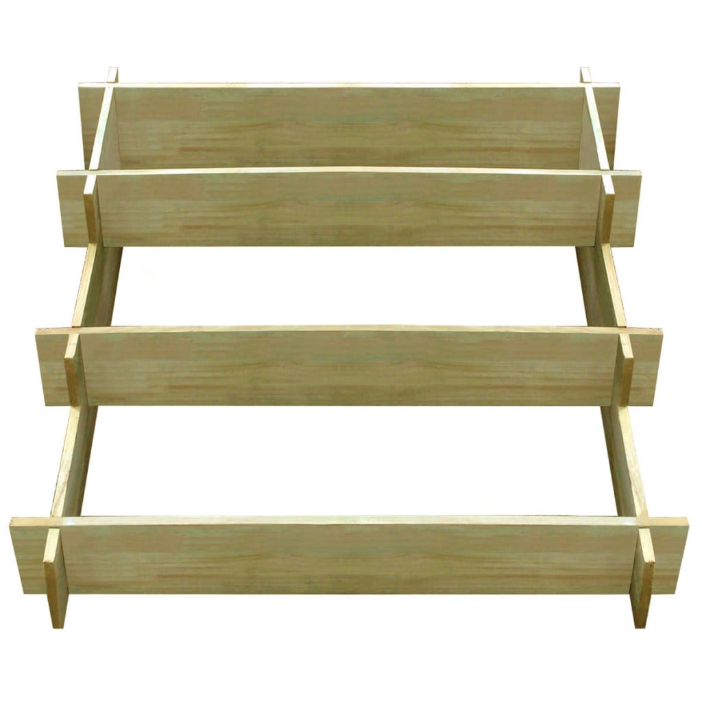 Jardinera con 3 niveles de madera impregnada 90x90x35 cm