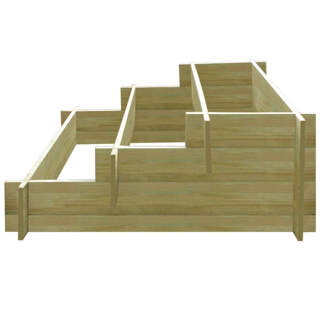 Jardinera con 3 niveles de madera impregnada 90x90x35 cm