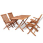Set de comedor de jardín plegable 5 piezas madera maciza teca