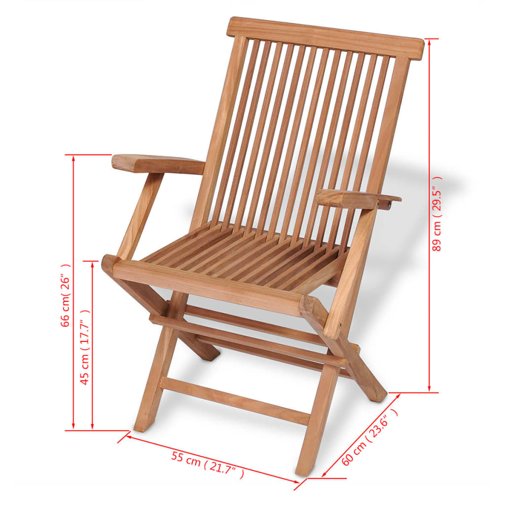 Set de comedor de jardín plegable 5 piezas madera maciza teca