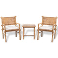 Set mesa y sillas terraza 3 pzas con cojines bambú