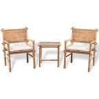 Set mesa y sillas terraza 3 pzas con cojines bambú