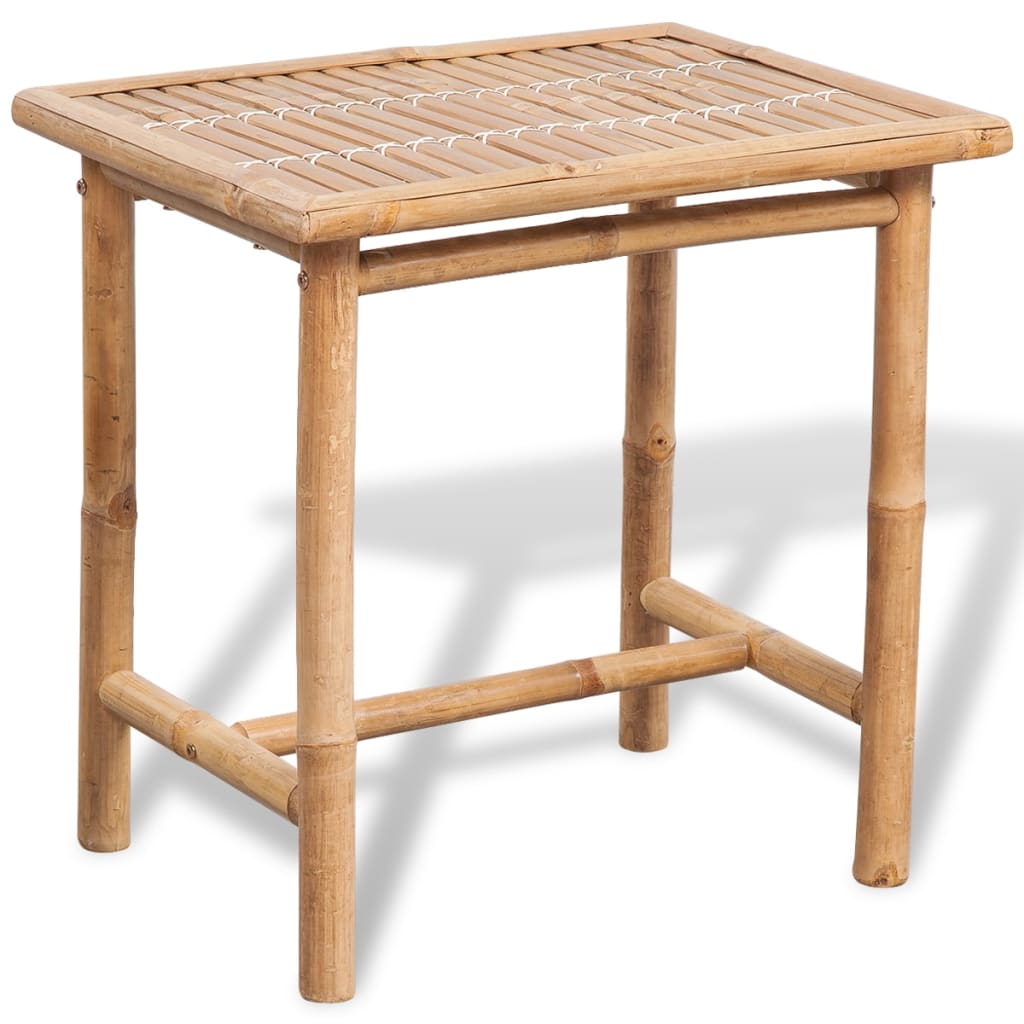 Set mesa y sillas terraza 3 pzas con cojines bambú