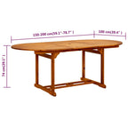 Mesa de jardín madera maciza de acacia (150-200)x100x75 cm