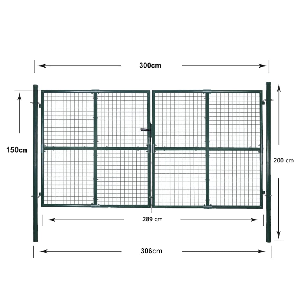 Puerta doble para valla de 300x150 cm acero con recubrimiento en polvo