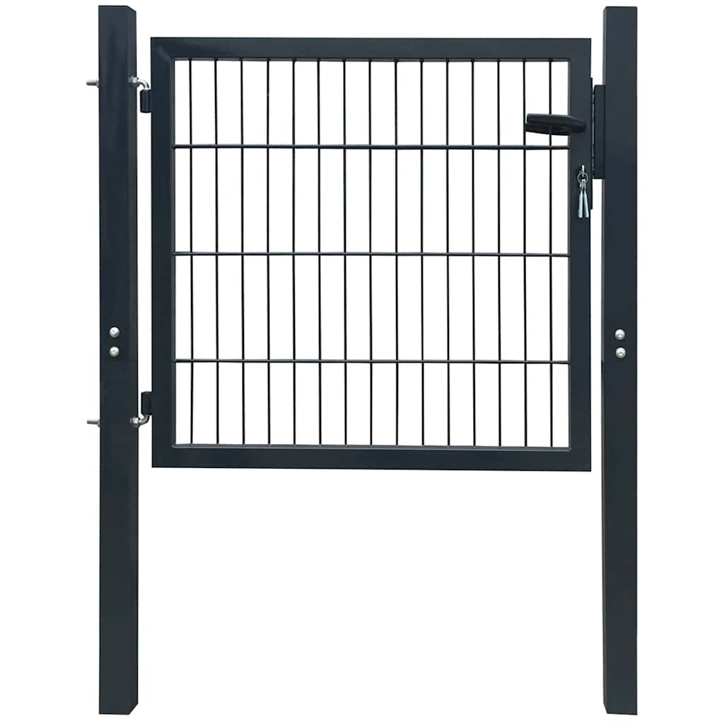 Puerta de valla ASSEN con arco superior de acero, 89x200 cm, negro