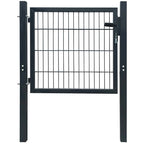 Puerta de valla ASSEN con arco superior de acero, 89x200 cm, negro