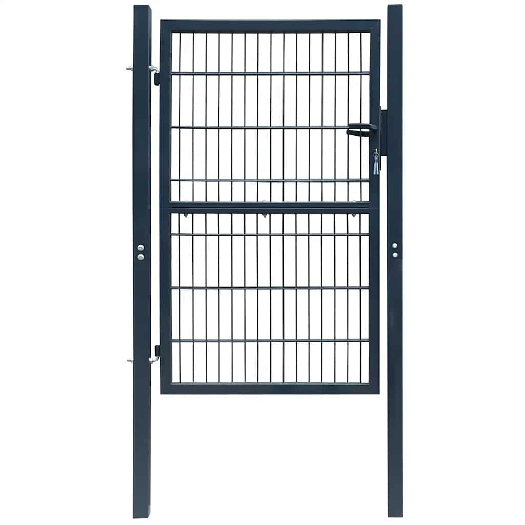 Puerta de valla ASSEN con arco superior de acero, 89x200 cm, negro