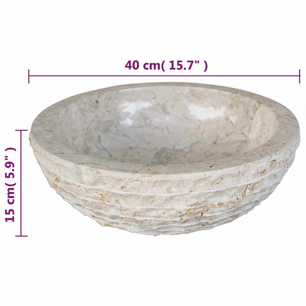 Lavabo de mármol 40 cm color crema