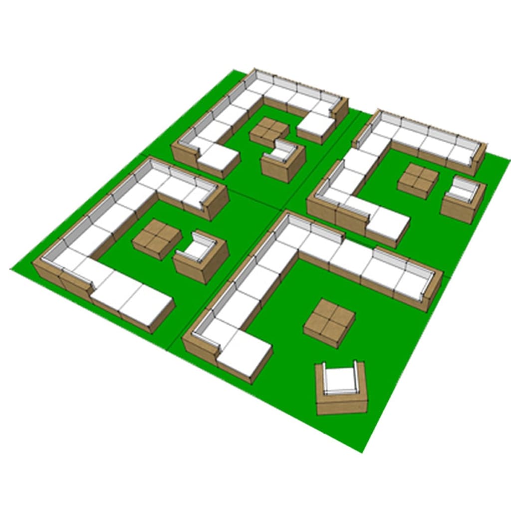 Set de sofás de jardín 12 pzas cojines ratán sintético negro