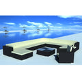 Set de sofás de jardín 12 pzas cojines ratán sintético negro