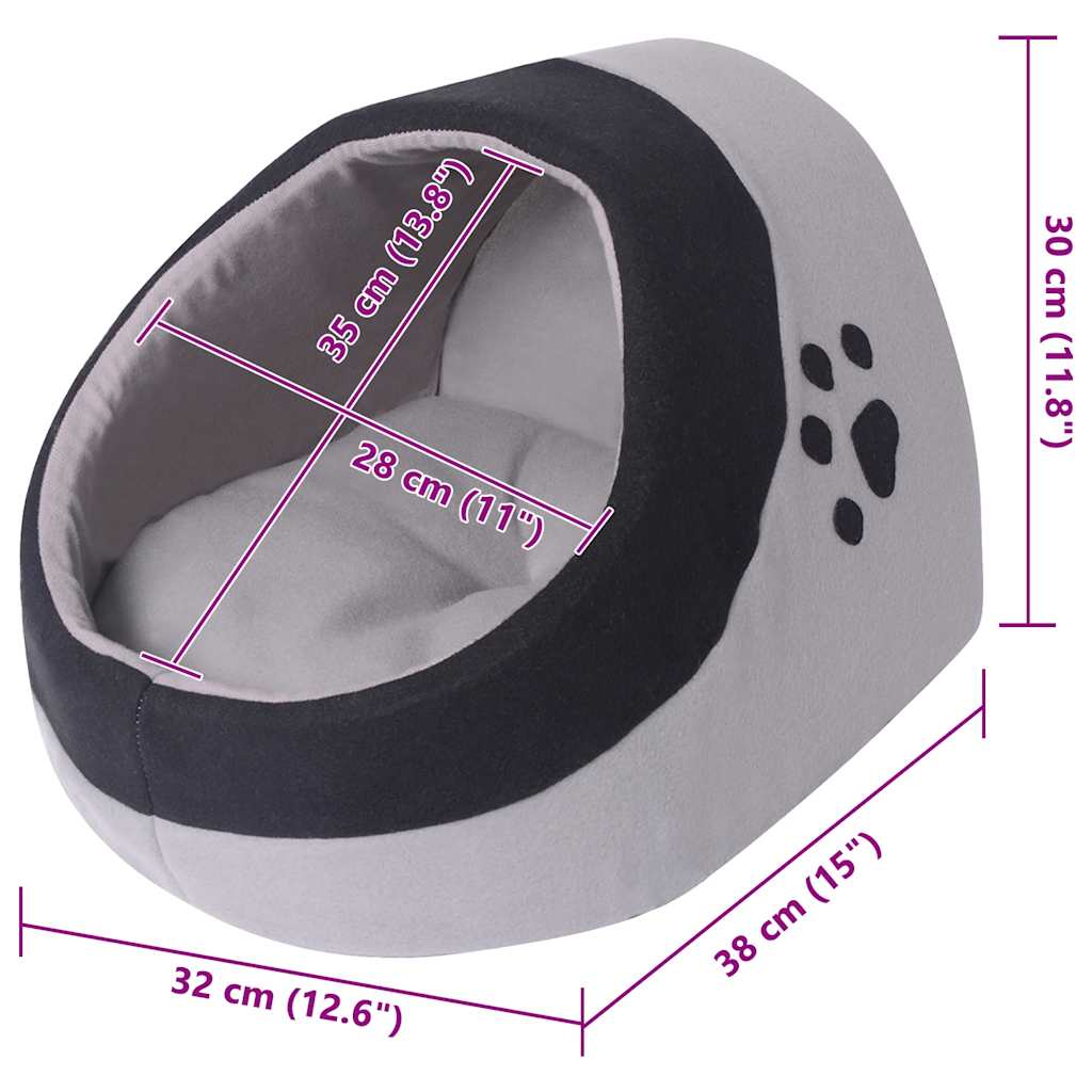 Cama cubo para gatos tamanho L cinza e preta