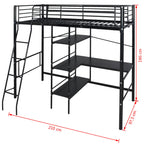 Cama con colchón Negro 200 x 90 cm Metal