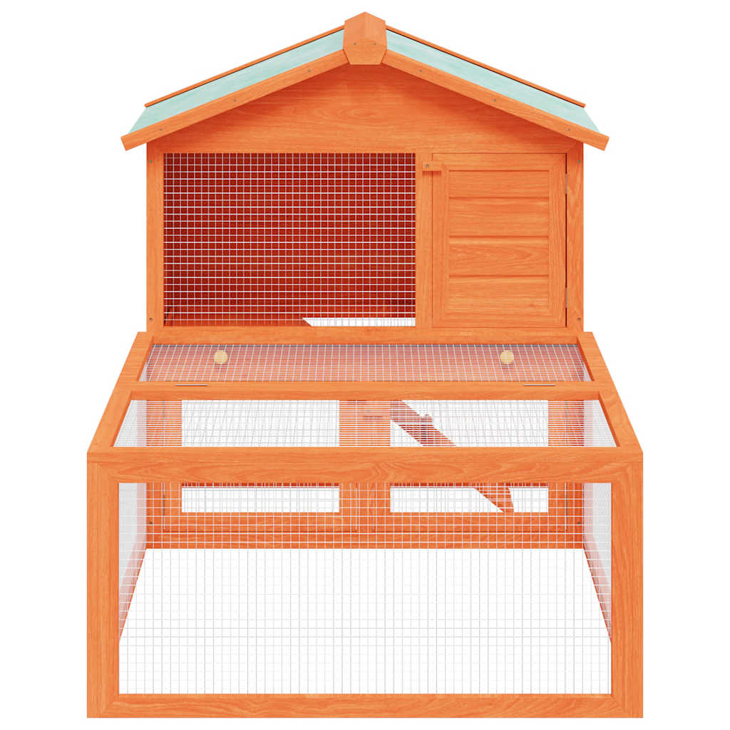 Conejera jaula de animales con patio exterior madera