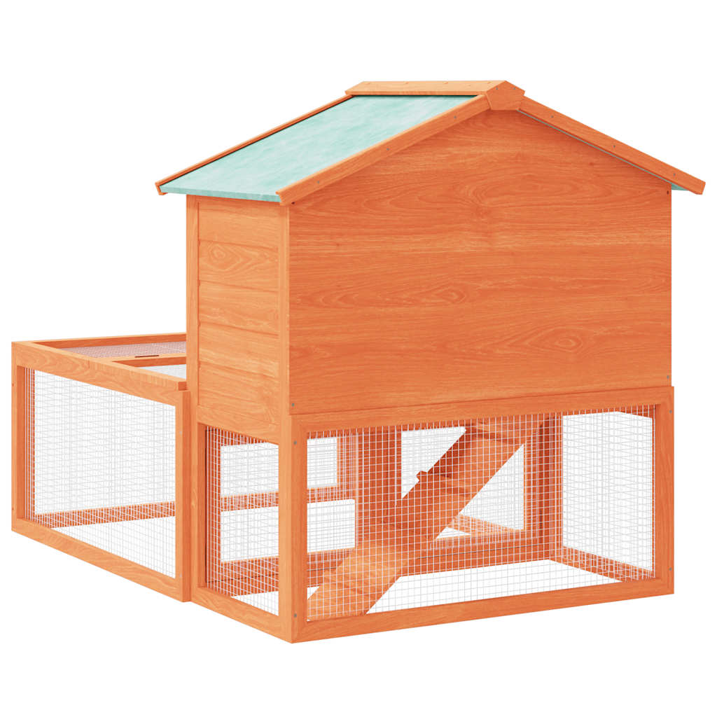 Conejera jaula de animales con patio exterior madera