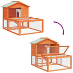 Conejera jaula de animales con patio exterior madera