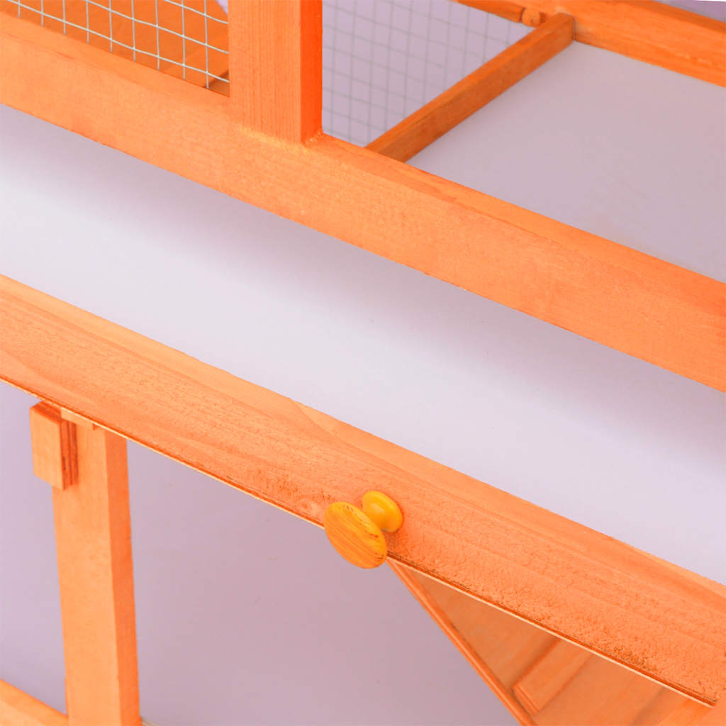 Conejera jaula de animales con patio exterior madera