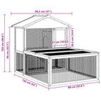 Conejera jaula de animales con patio exterior madera