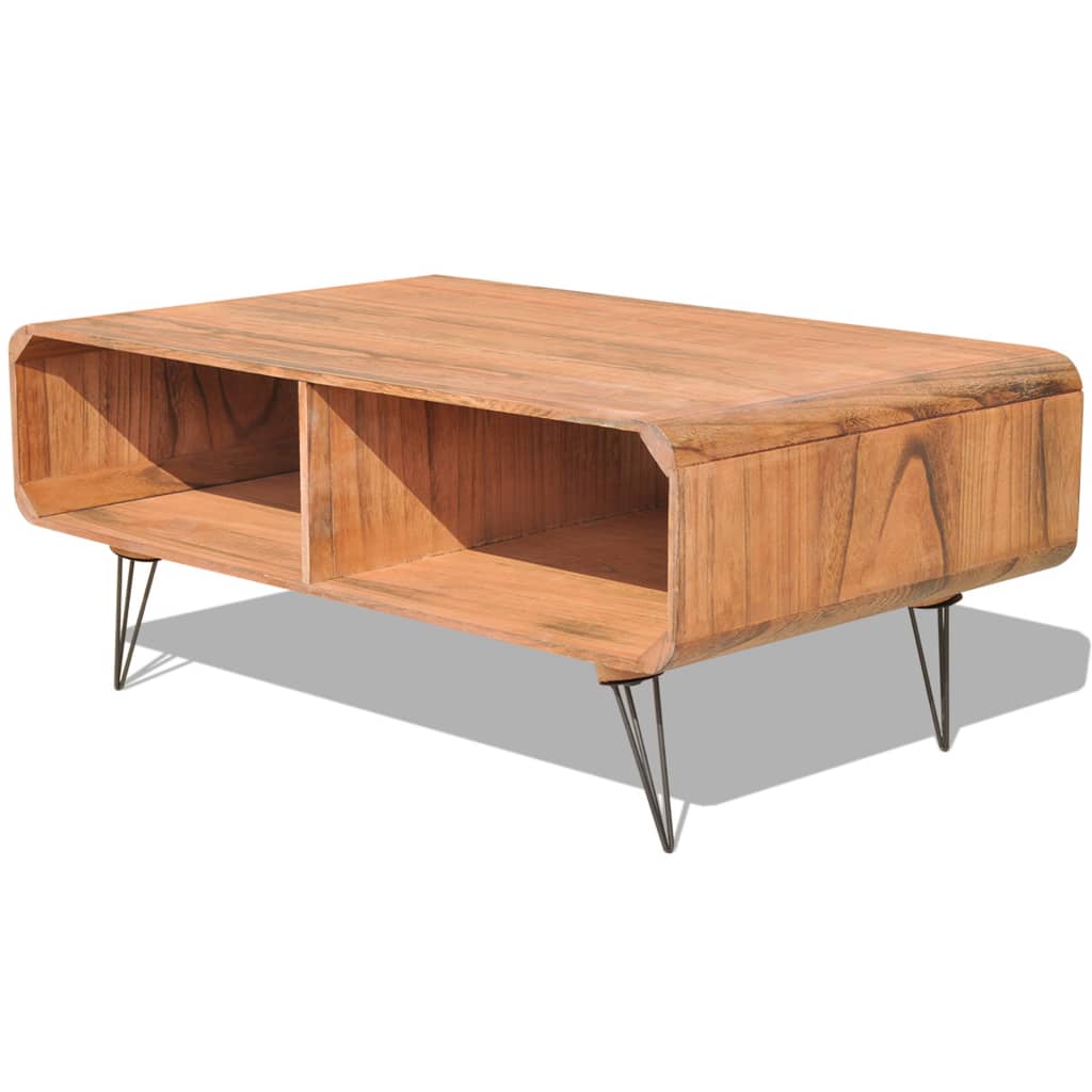 Mesa de centro madera maciza paulownia gris 90x55,5x38,5 cm